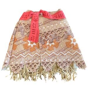Disney‎ Girl's Moana Halloween Costume Boho Fringe Youth Neutral Skirt Size 4-6x